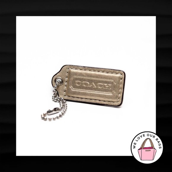 2" Medium COACH GOLD METALLIC LEATHER KEY FOB - Picture 1 of 2